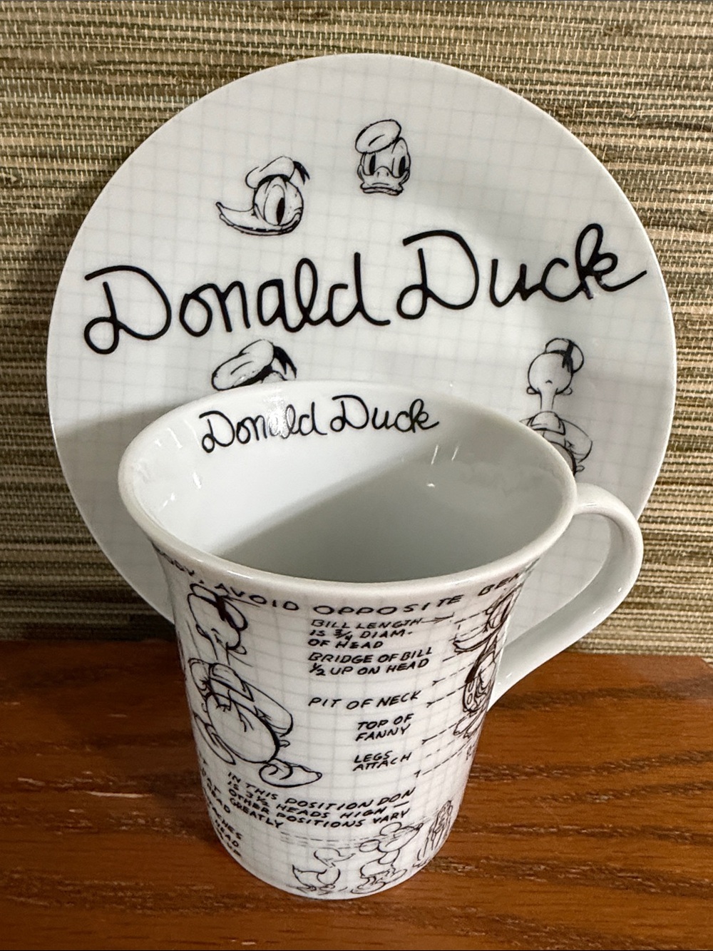 Disney Sketch Book Duck White Ceramic Mug and Plate Set